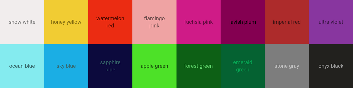 Bei den 720°DGREE Flaschen gibt es eine unglaublich große Farbpalette aus der man sich die schönste aussuchen kann. Die Farbvielfalt der Sportflaschen werden durch die abgebildeten Farb-Quadrate dargestellt.