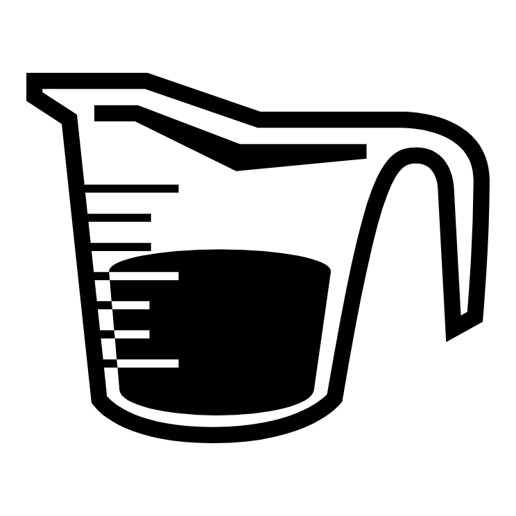 Dank der Wasserskala an deiner Trinkflasche hast du immer einen Überblick, sodass du genug Wasser trinkst - auch beim Sport. Diese Eigenschaft wird von einem zum Teil gefüllten Messbecher dargestellt.